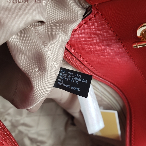 MICHAEL KORS JET SET TRAVEL L RED FLAME SHOULDER MK Bag - Picture 12 of 12